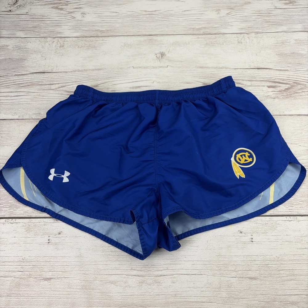 Under Armour Men's L Running Shorts Blue Lined Athletic Training Gym Lenoir HS
